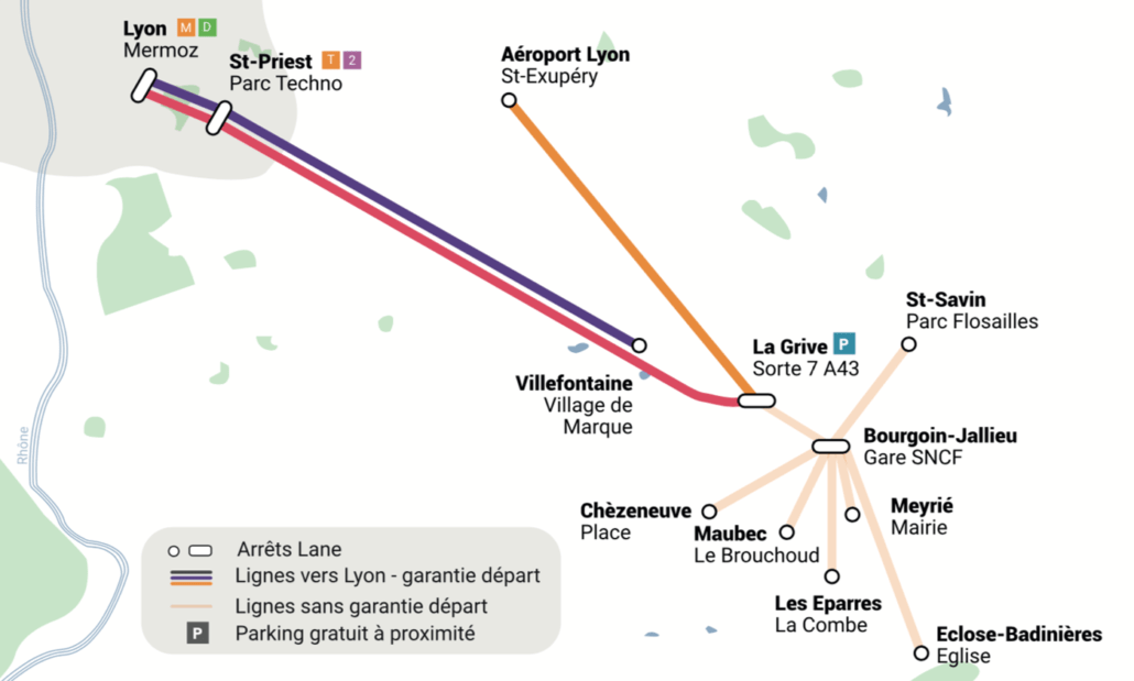 Cartographie des lignes de Covoiturage Lane